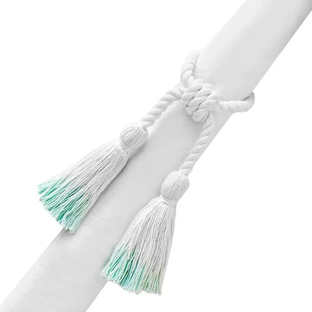 8 Wild Sage Colorful Ombre Rope Tassel Napkin Rings White Yellow Pink Blue Green